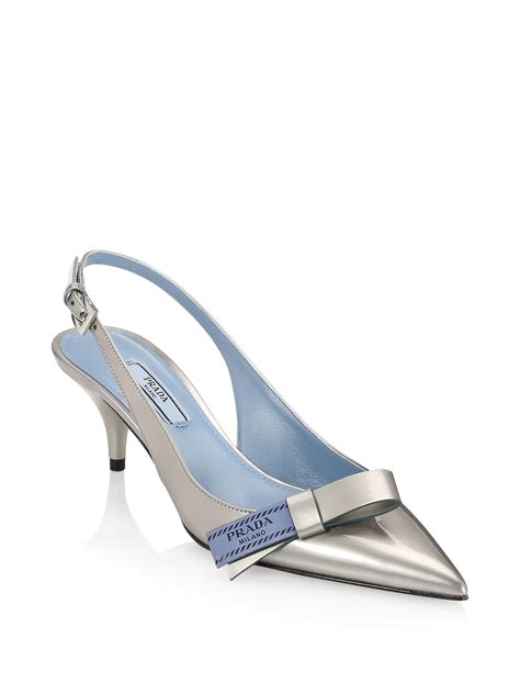 prada slingback silver|prada slingback kitten heel.